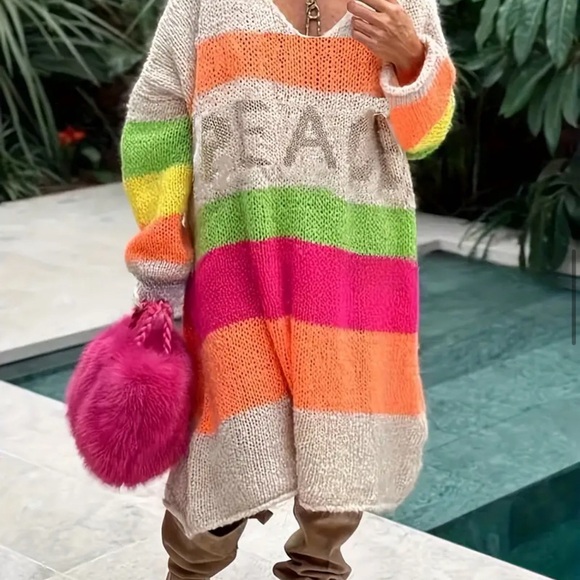 NEW! Soft Color Block Crew Neck Dress/Cover-Up. Loose fit. Size 1X (14) - Picture 7 of 7